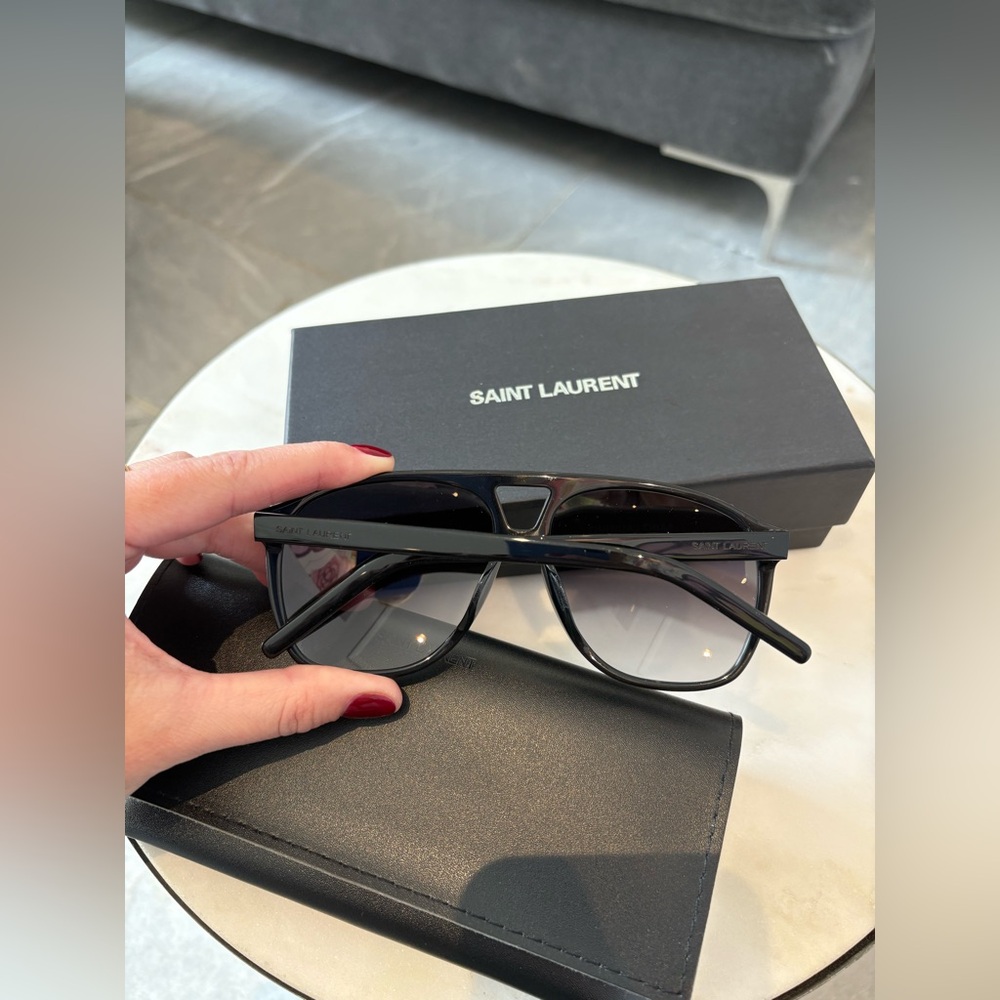 Saint Laurent Eyewear Aviator Sunglasses Unisex SL 596 Dune Acetate in Black - Picture 8 of 16